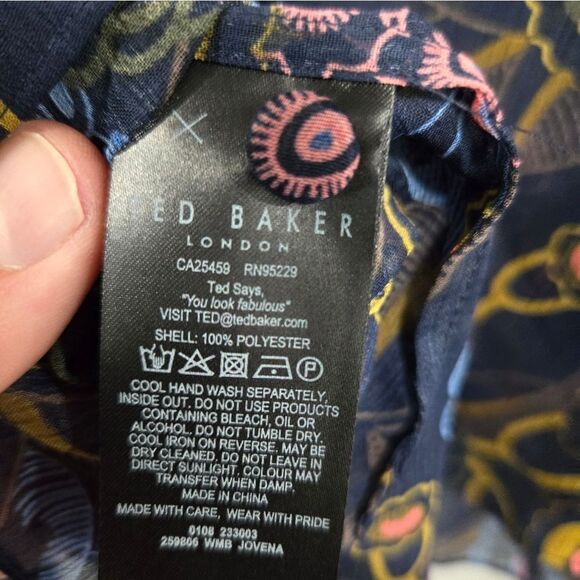 🐢 Ted Baker Juvena Floral Printed waterfall ruffle long sleeve top.  Size 1. - Picture 5 of 16